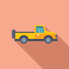 Yellow pickup truck transporting cargo with a spare tire
