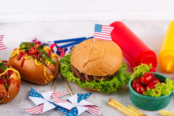 Traditional American food for celebrating July 4 Independence Day
