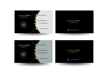a white and black modern creative business card and name card. double sided business card template modern and clean style . Vector illustration print template.
