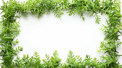 Fototapeta premium frame made of grass around the edges on a white background.