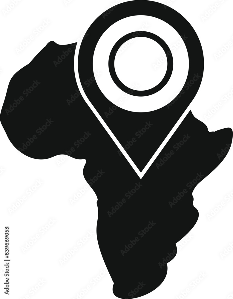 Poster discovering the african continent through navigation and exploration using a map. pin. icon. and gps
