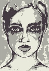 Pintura mujer inventada lila