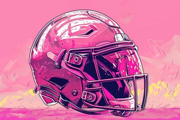Fototapeta premium A football helmet on a bright pink background