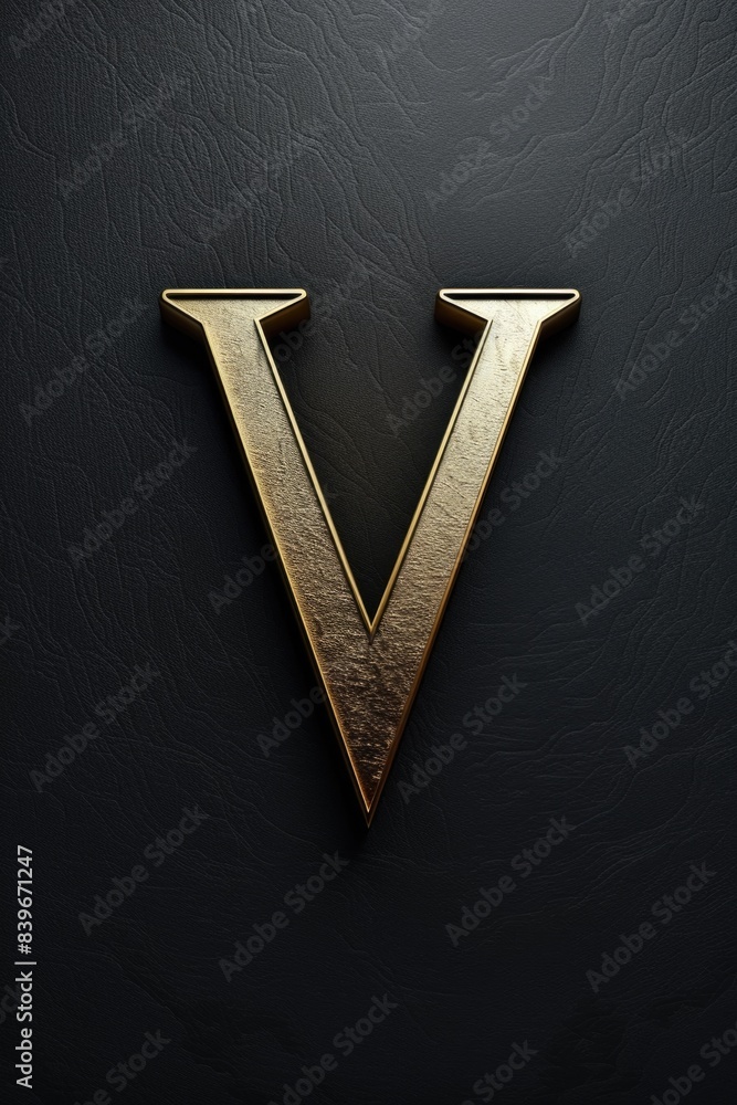 Poster a gold letter v isolated on a black background, suitable for use in various design and graphic conte