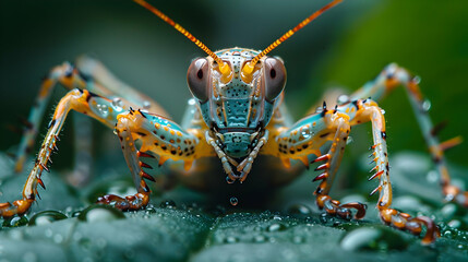 A close-up of nature thicket insects resting on leaves