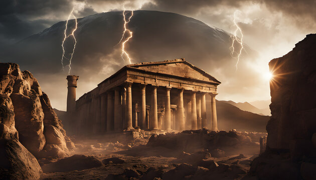 Apocalyptic Burning Cityscape with Celestial Alignment