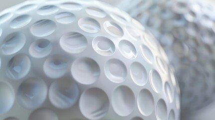 A detailed view of a golf ball resting on a flat surface, perfect for showcasing details or using as an icon