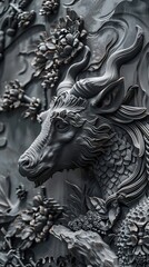 Mural 3d effect dark color, wallpaper, wall art. AI generated illustration