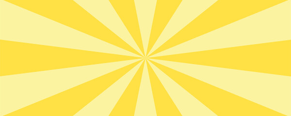 Yellow banner with Sun rays, lines background, light