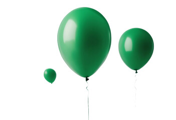 Set of various size green balloon isolated on transparent background cutout
