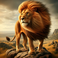 Obraz premium lion on mountains, generative AI