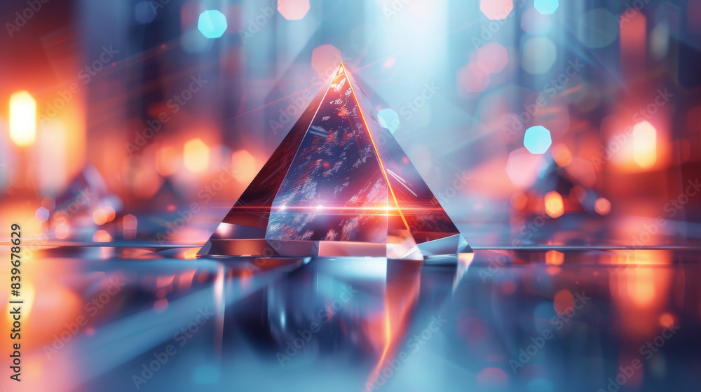 Poster futuristic d pyramids, complex d pyramids with a modern flair, enhancing elegance in various project