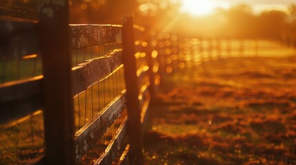 A serene moment with the sun setting slowly behind a wooden fence - Powered by Adobe