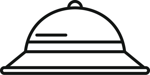 Simple icon depicting a safari pith helmet, bringing to mind images of explorers trekking through the african savanna