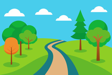 Fototapeta premium landscape with road illustration
