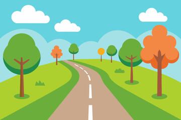 landscape with road illustration