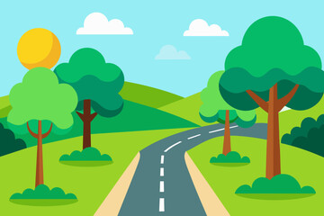 Fototapeta premium landscape with road illustration