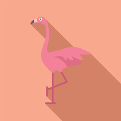 Pink flamingo is standing on one leg with its other leg tucked under its body