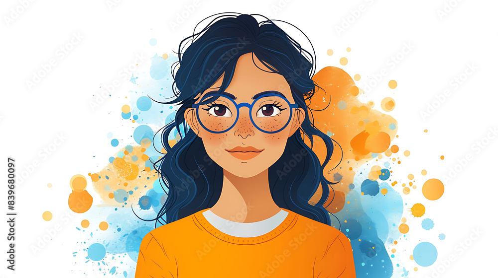 Poster teacher modern line icon vector line art cute young character avatar smiling icon design bold outlin