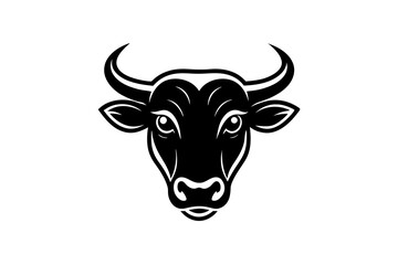 minimalist black cow head logo vector art illustration