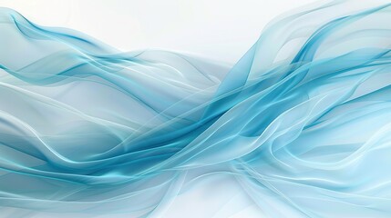 Gentle cerulean wave abstract pattern, soft and serene, isolated on a white backdrop