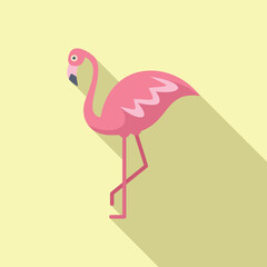 Minimalist vector illustration of a pink flamingo standing on one leg