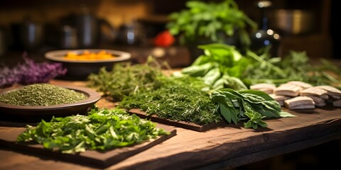 Chopping and Cooking Herbs in the Kitchen with Chef. Concept Cooking Techniques, Culinary Skills, Chef's Kitchen, Fresh Ingredients, Flavorful Herbs
