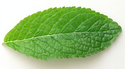 Obraz premium Green leaf on white background with black edge