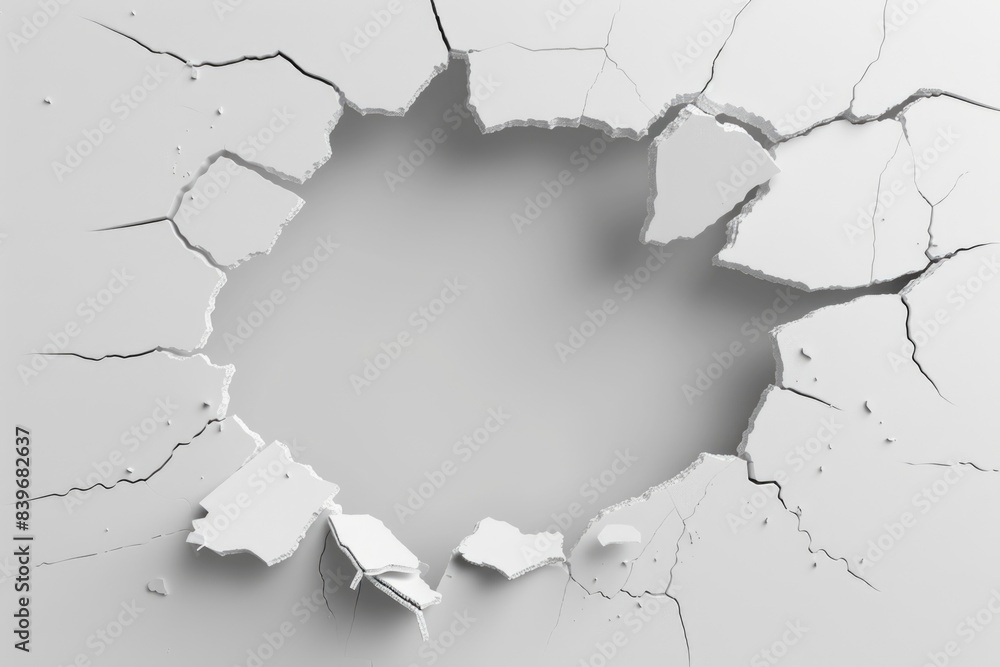 Aufkleber a hole in a wall with a pair of scissors stuck out, suitable for use in scenes depicting diy or cons