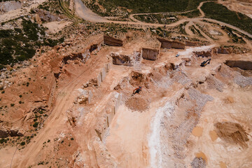 Marble digging site on a mountain, aerial shot