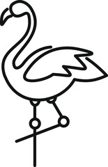 Elegant and graceful standing flamingo minimalist line art illustration on white background perfect for summer vacation. Holiday