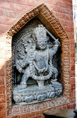 Nepal, Kathmandu, beautiful sculpture of a Hindu deity