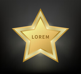 Gold star on black background with space for text