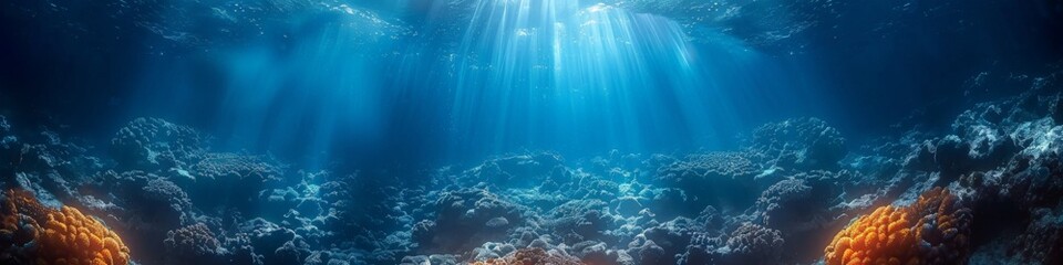 Obraz premium Sunlight shines on ocean, creating beautiful landscape