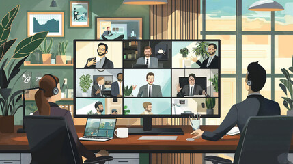 A group of people are on a video conference call