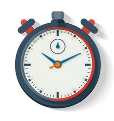 an icon of an olympic stop watch, flat design style with simple shapes and clean lines; use dark blue color on white background, no shadows or 