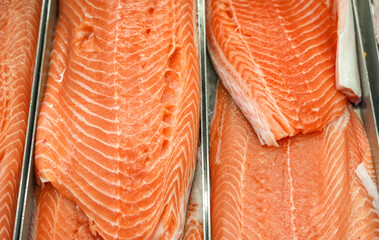 raw salmon fish fillet as food background