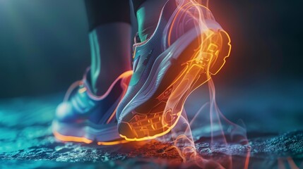 Sports injury impact on knee joints illustrated in 3D, emphasizing pain points for clear understanding. Great for healthcare and sports medicine themes