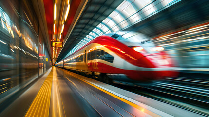 Fototapeta premium High-Speed Train in Motion