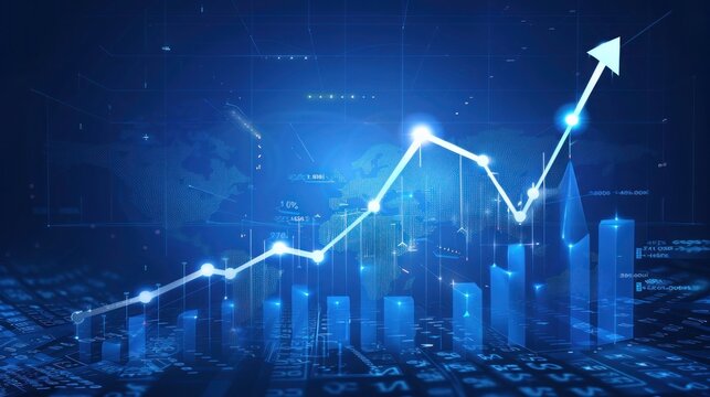 Digital financial chart and exchange financial growth graph