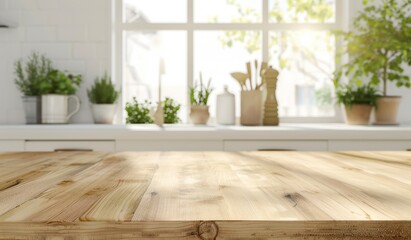 Fototapeta premium Empty beautiful wood tabletop counter on interior in clean and bright background 