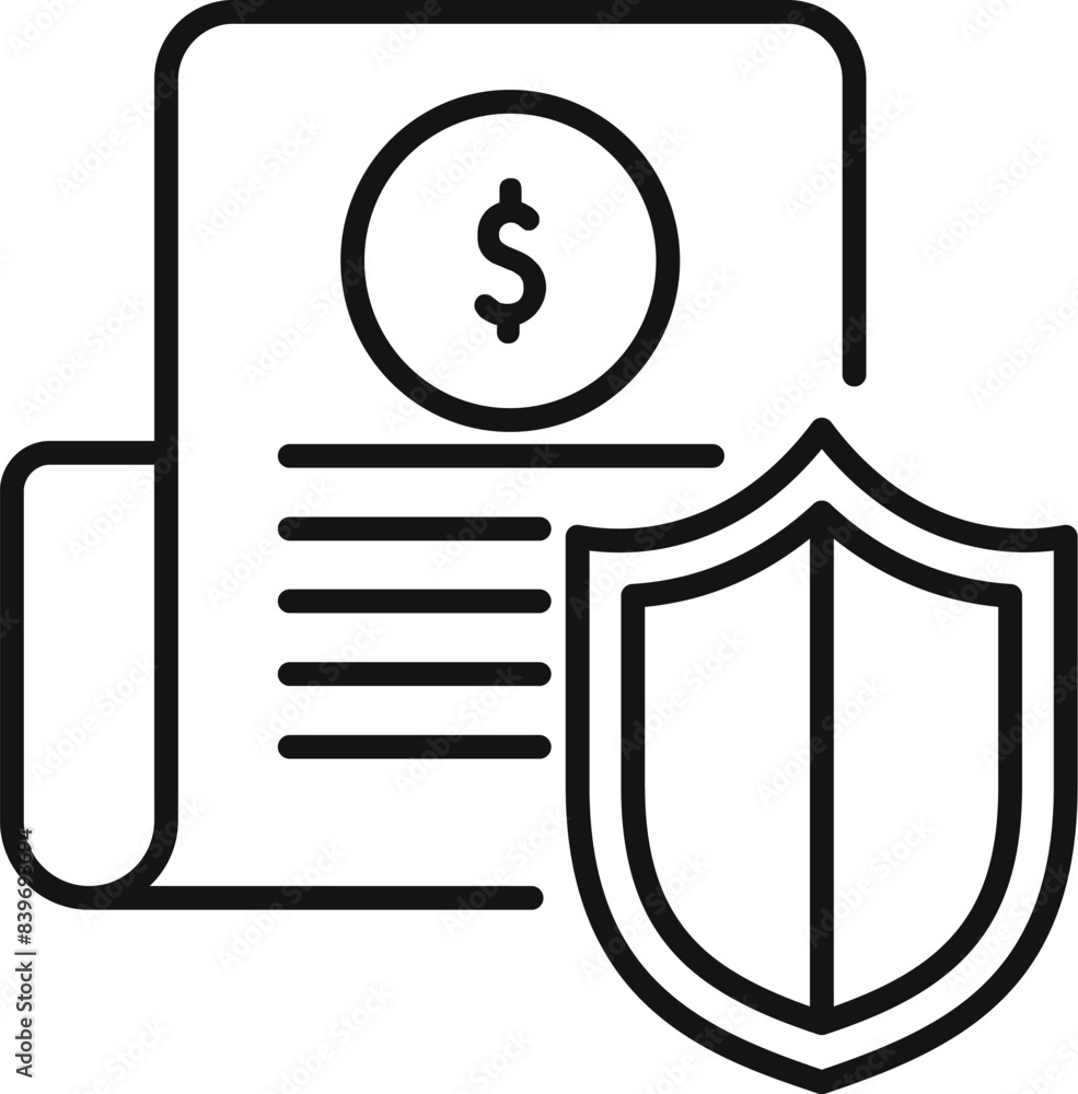 Poster secure financial document icon for banking and investment protection with shield and data security c