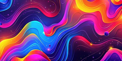 Fototapeta premium a colorful gradient art, in the style of organic shapes and curved lines, neon colors