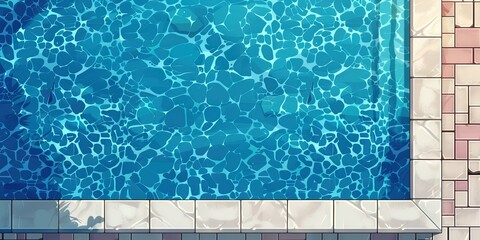 Obraz premium a blue pool water from directly above, tabletop shot, 16-bit pixel art 