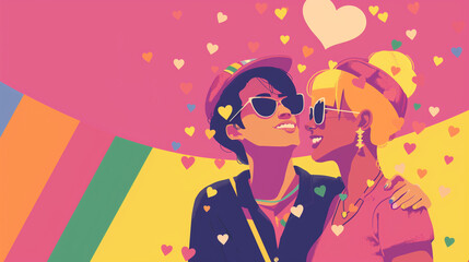 Gay pride month colors on LGBTQ+ people community on tolerance festival