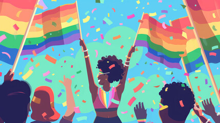 Gay pride month colors on LGBTQ+ people community on tolerance festival