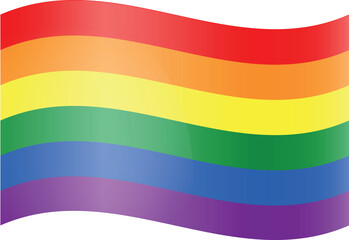 Waving LGBT Pride flag icon logo on a transparent background. Rainbow flag LGBT pride month card poster. LGBT Pride flag, LGBT Pride Month, LGBT Gay Pride