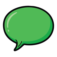 Green Speech Bubble Icon, Cartoon Style Vector Illustration