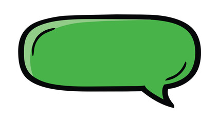 Green Speech Bubble Vector Illustration with Black Outline