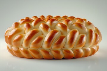 Braided bread loaf on a white background, showcasing an artisanal and beautifully crafted baked good